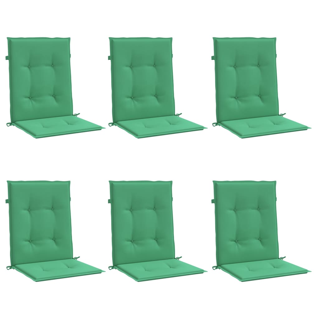 Coussins de chaise de jardin à dossier bas lot de 6 vert