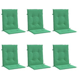 Coussins de chaise de jardin à dossier bas lot de 6 vert