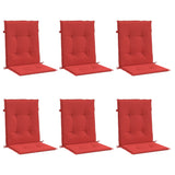 Coussins de chaise de jardin à dossier bas lot de 6 rouge