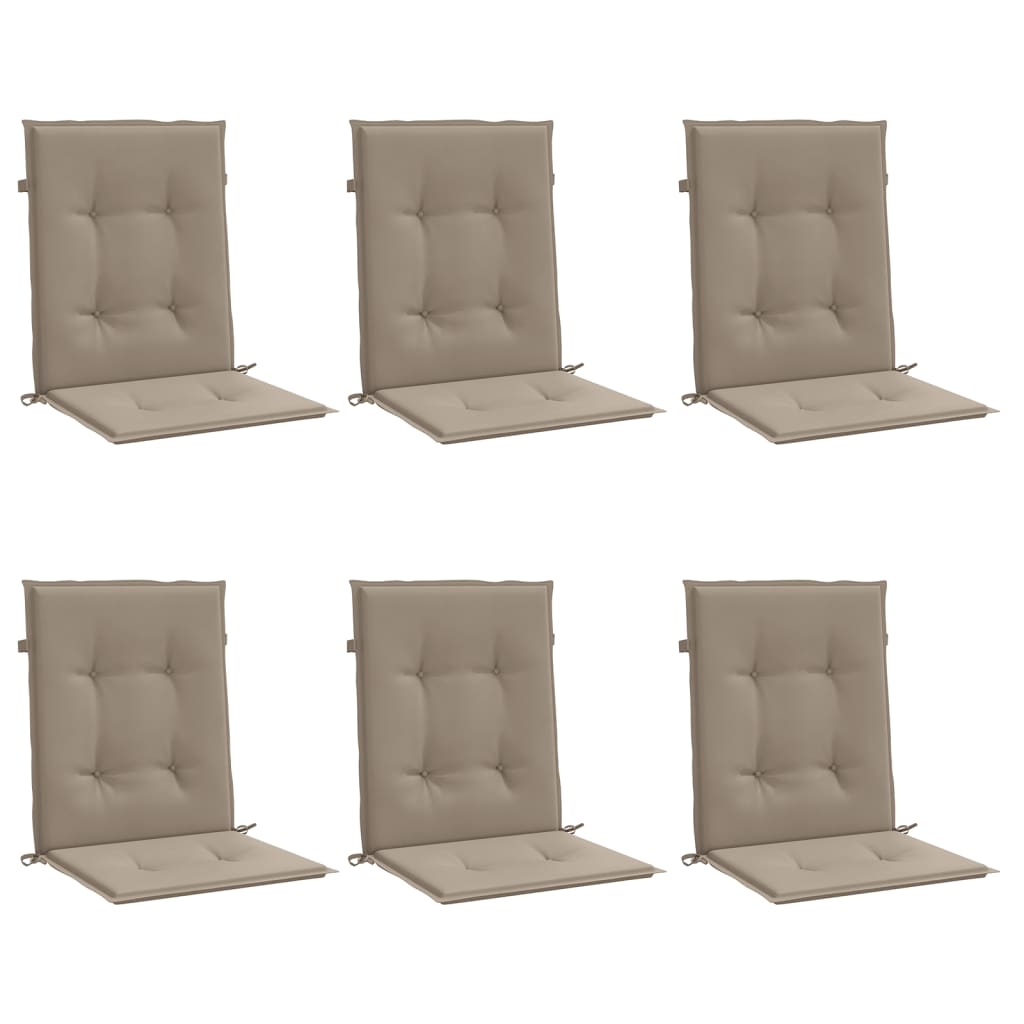 Low Back Garden Chair Cushions Set of 6 Taupe