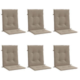 Coussins de chaise de jardin à dossier bas lot de 6 taupe