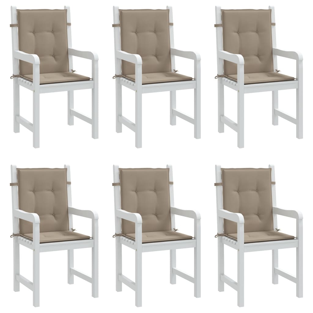 Low Back Garden Chair Cushions Set of 6 Taupe