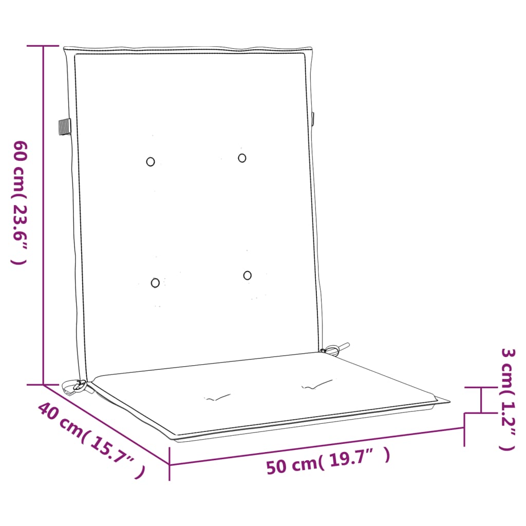 Kissen für Gartenstühle mit niedriger Rückenlehne, 4er-Set, Königsblau