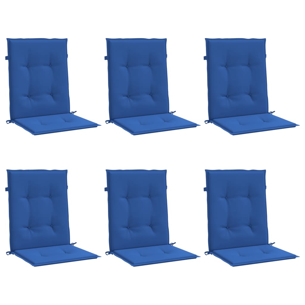 Coussins de chaise de jardin à dossier bas lot de 6 bleu royal