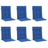 Coussins de chaise de jardin à dossier bas lot de 6 bleu royal