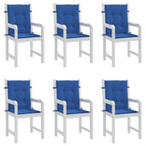 Coussins de chaise de jardin à dossier bas lot de 6 bleu royal