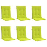 Coussins de chaise de jardin à dossier bas lot de 6 vert vif