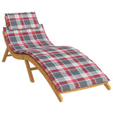 Coussin de chaise longue à carreaux rouge 186x58x3 cm