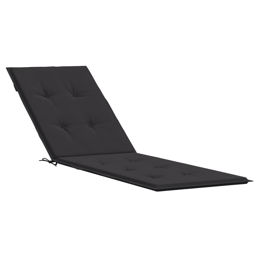 Coussin de chaise de terrasse noir (75+105)x50x4 cm