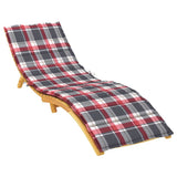 Coussin de chaise longue à carreaux rouge 200x50x3 cm