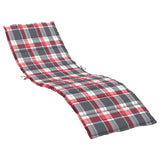 Coussin de chaise longue à carreaux rouge 200x70x3 cm