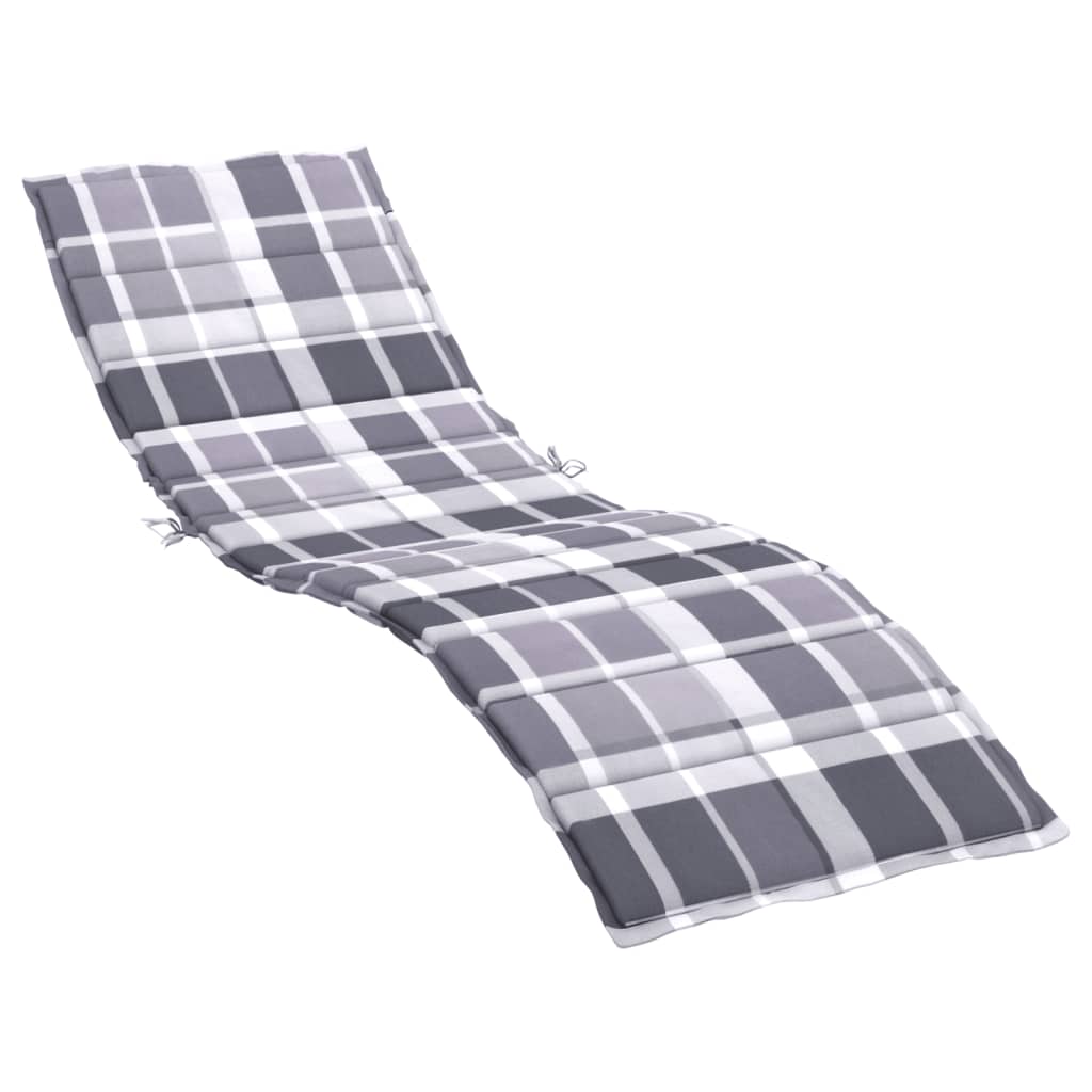 Coussin de chaise longue motif à carreaux gris 200x70x3 cm