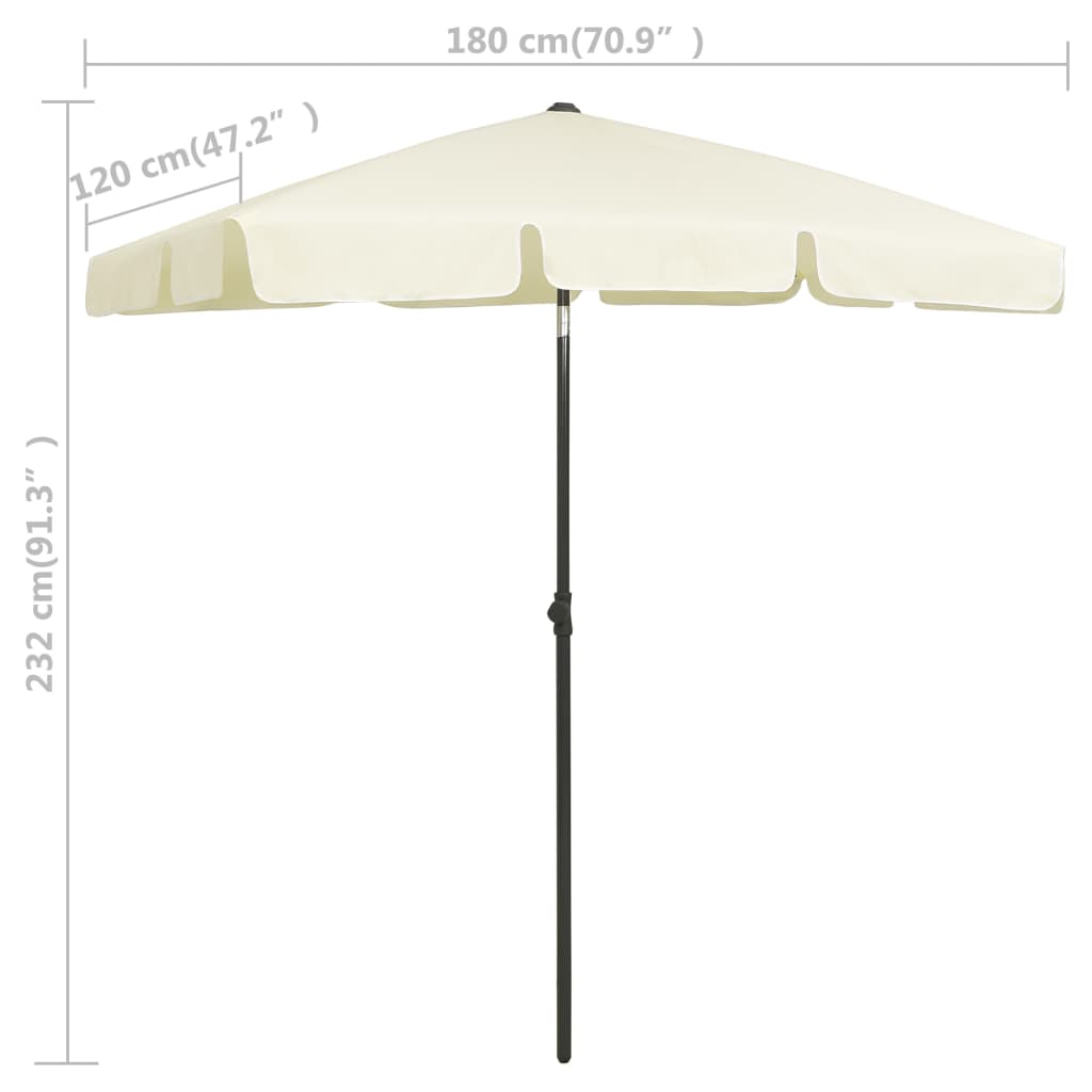 Parasol de plage jaune sable 180x120 cm