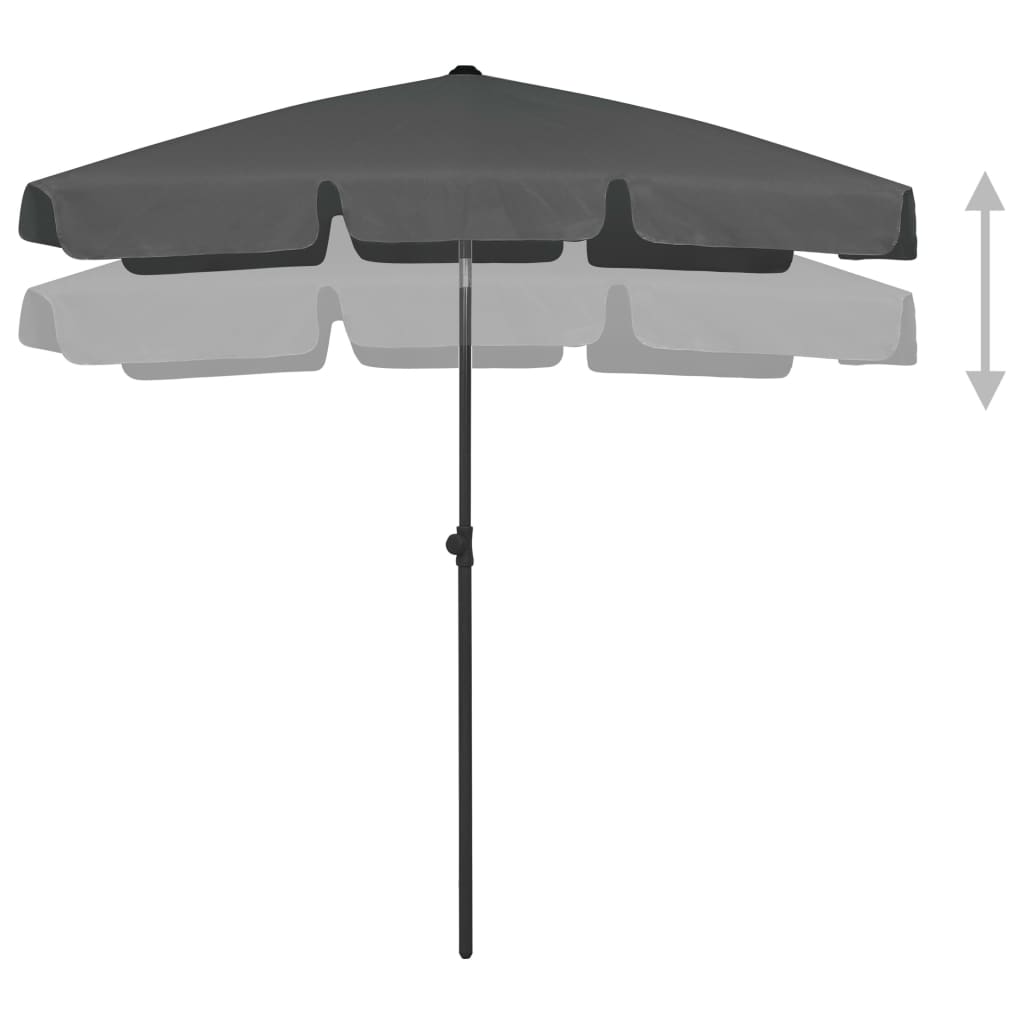 Parasol de plage anthracite 180x120 cm