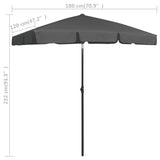 Parasol de plage anthracite 180x120 cm