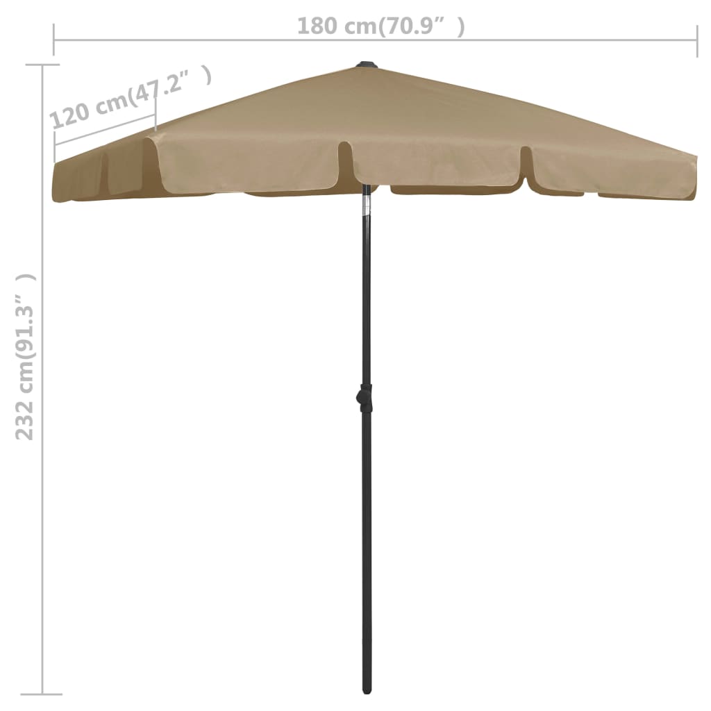 Parasol de plage taupe 180x120 cm