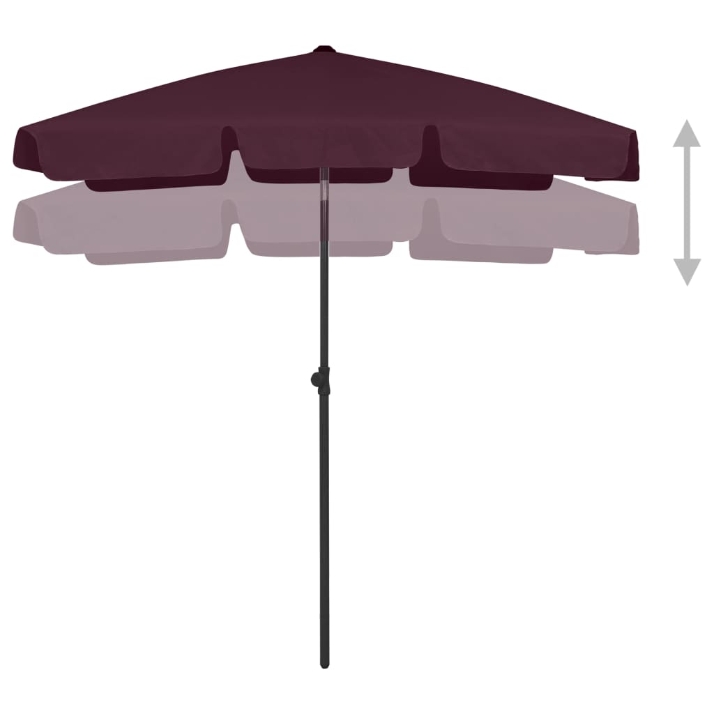 Parasol de plage rouge bordeaux 180x120 cm