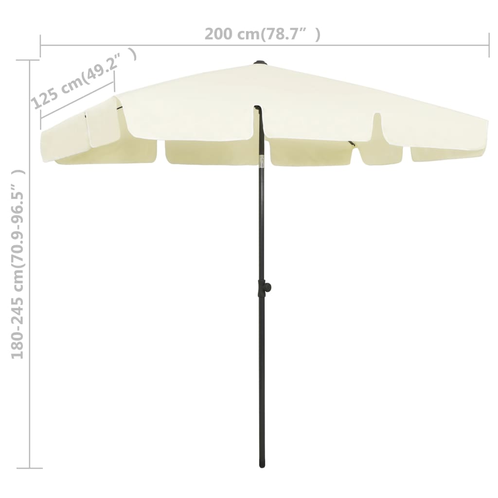 Parasol de plage jaune sable 200x125 cm