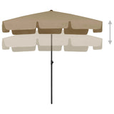 Parasol de plage taupe 200x125 cm