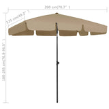 Parasol de plage taupe 200x125 cm