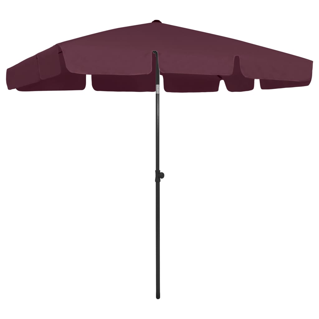 Parasol de plage rouge bordeaux 200x125 cm