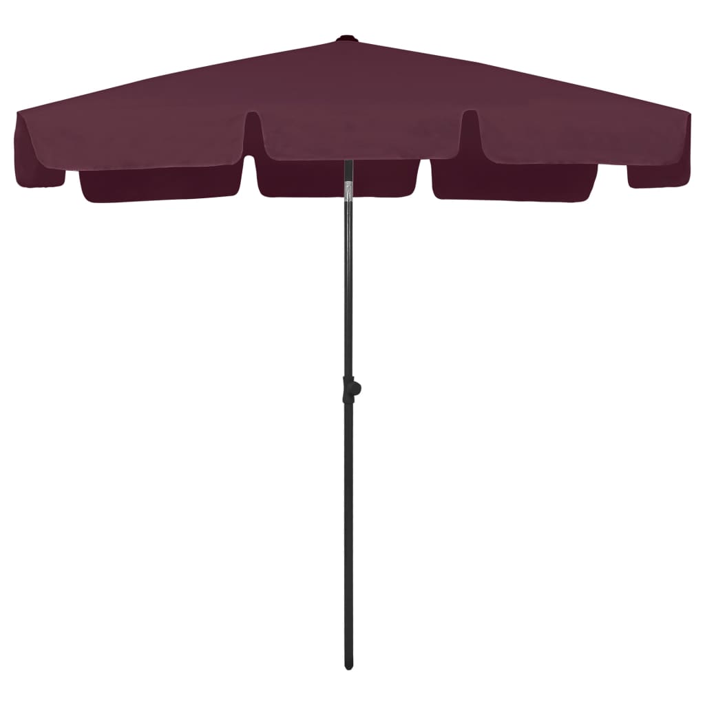 Parasol de plage rouge bordeaux 200x125 cm