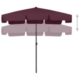 Parasol de plage rouge bordeaux 200x125 cm