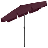 Parasol de plage rouge bordeaux 200x125 cm