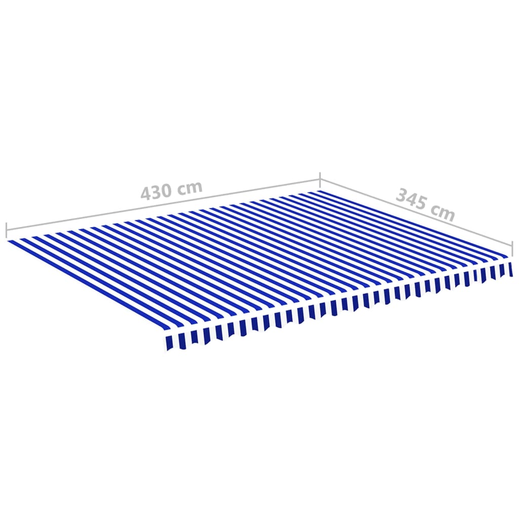 Ersatzstoff für Markise Blau und Weiß 4,5x3,5 m