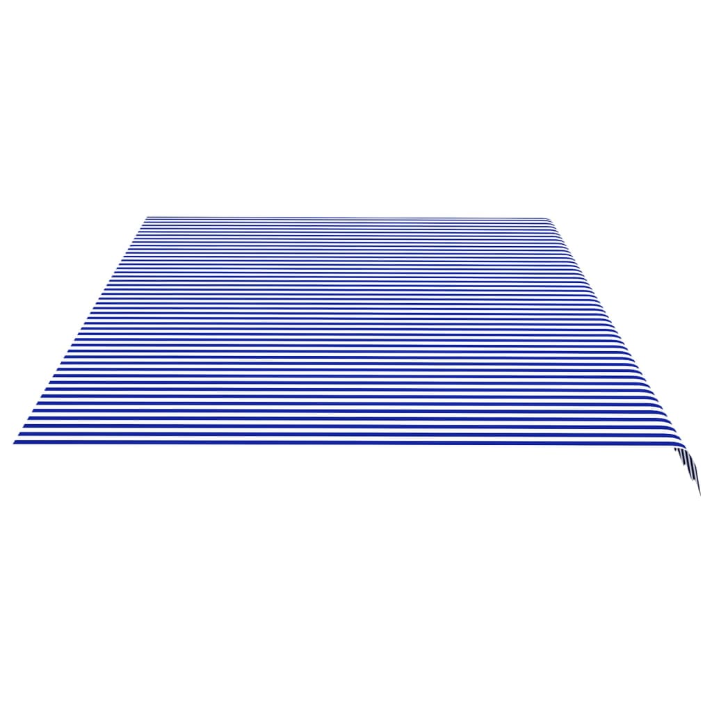 Tissu de remplacement pour auvent Bleu et blanc 6x3,5 m