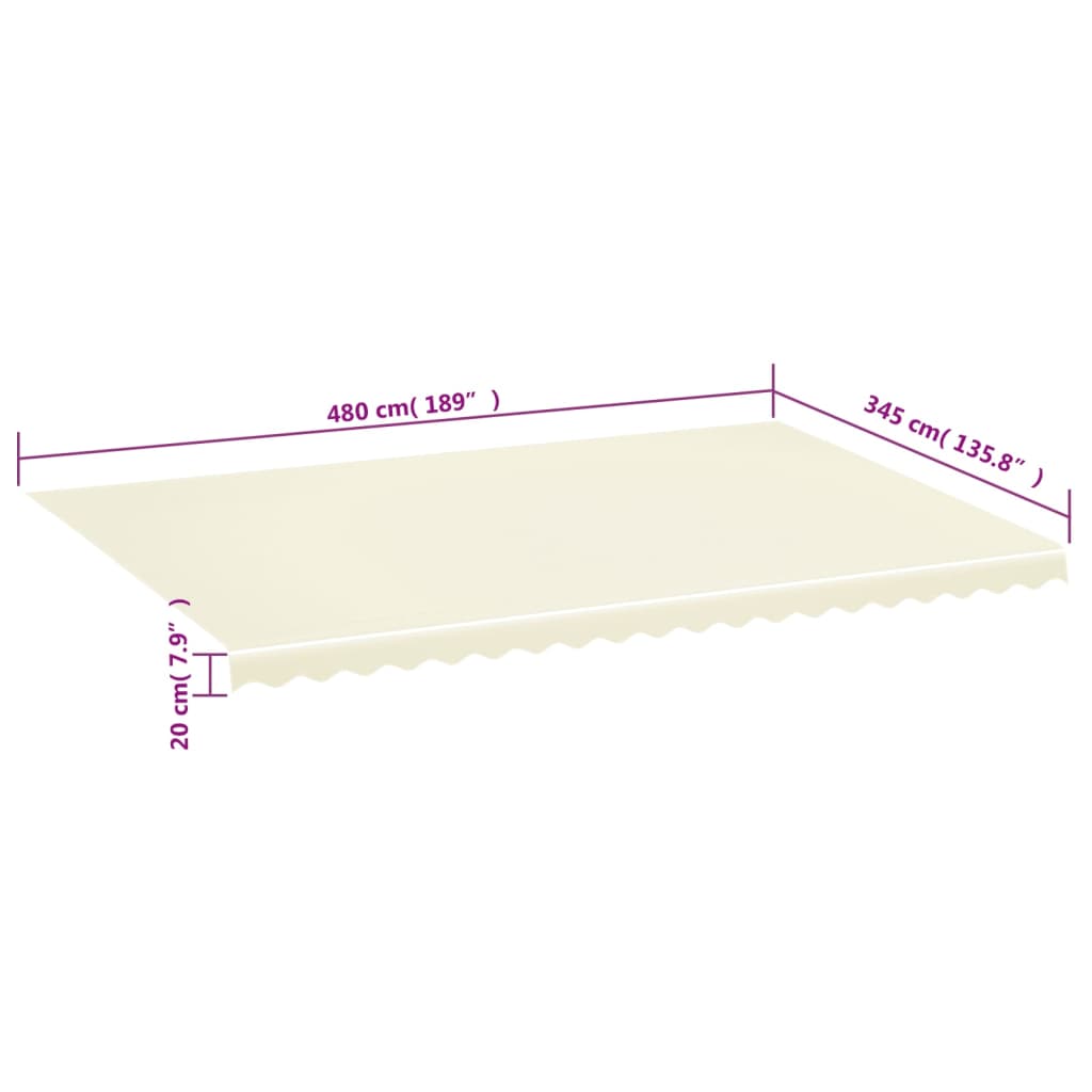 Tissu de remplacement pour auvent Crème 5x3,5 m