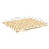 Tissu de remplacement pour auvent Jaune et blanc 4,5x3,5 m