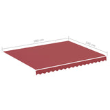 Tissu de remplacement pour auvent Bordeaux rouge 3x2,5 m