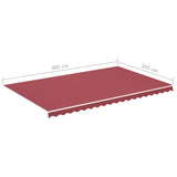 Tissu de remplacement pour auvent Bordeaux rouge 5x3 m