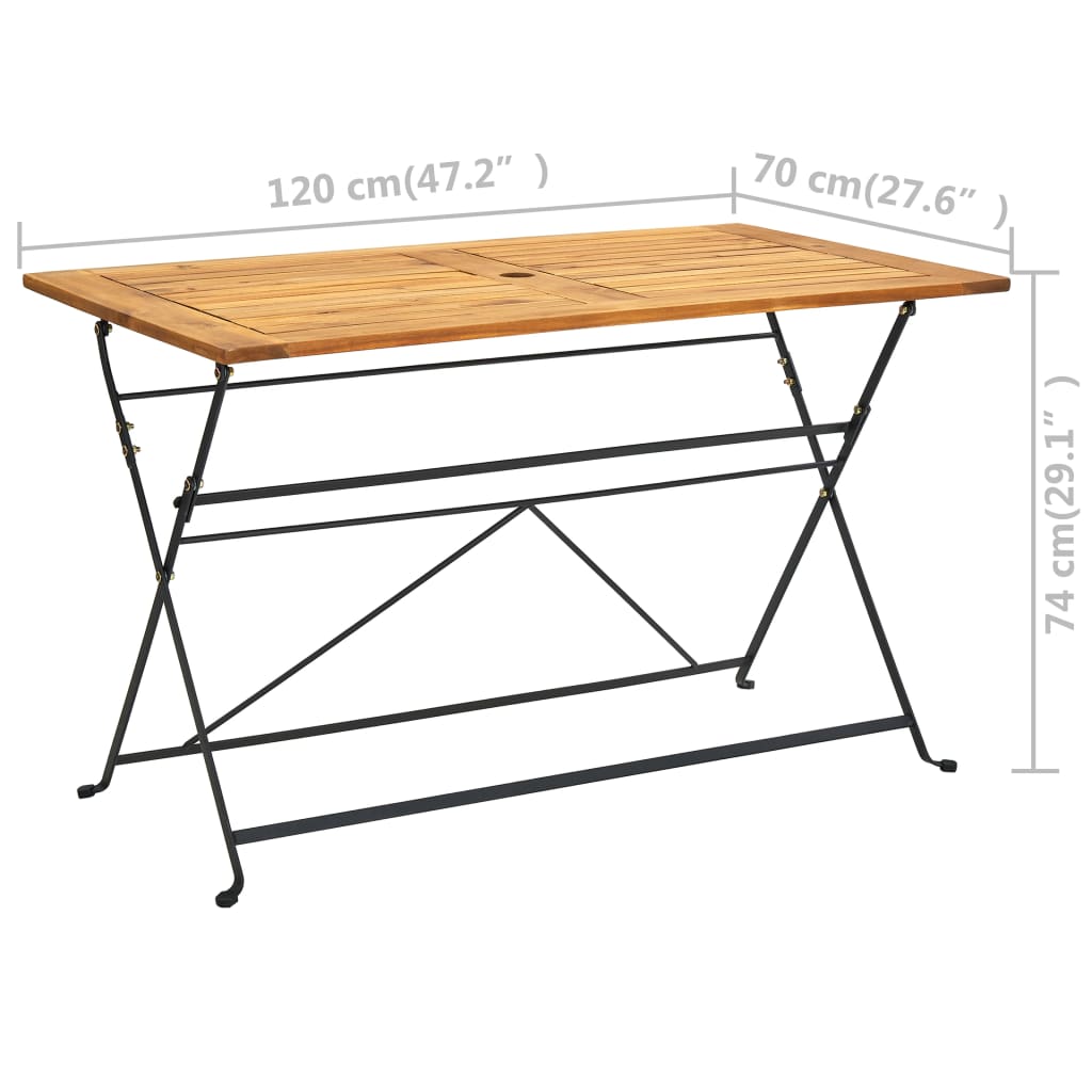 Table pliable de jardin 120x70x74 cm Bois d'acacia massif