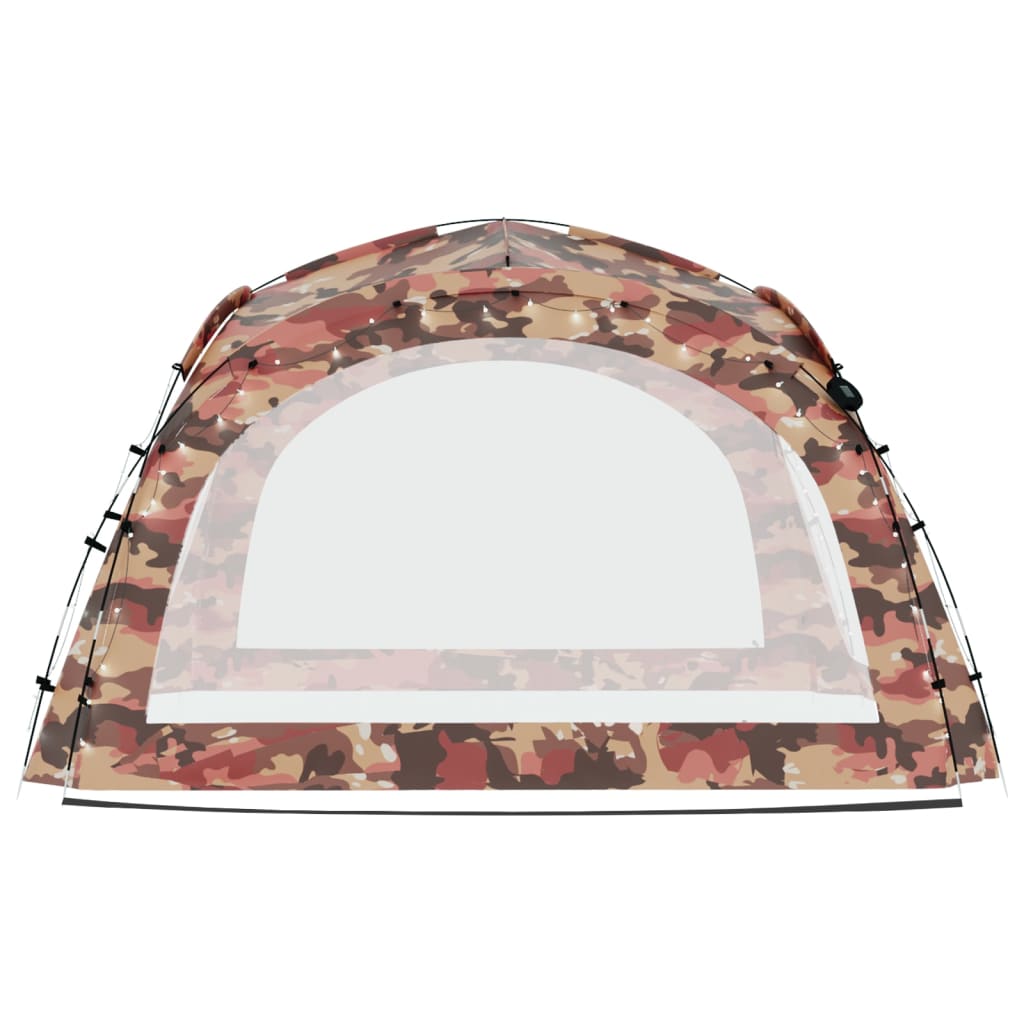 Tente de réception avec LED et 4 parois 3,6x3,6x2,3m Camouflage