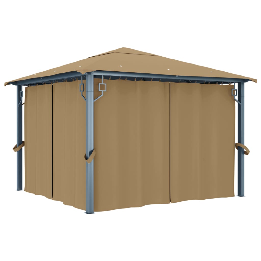 Pavillon mit Vorhang 300x300 cm Taupe Aluminium