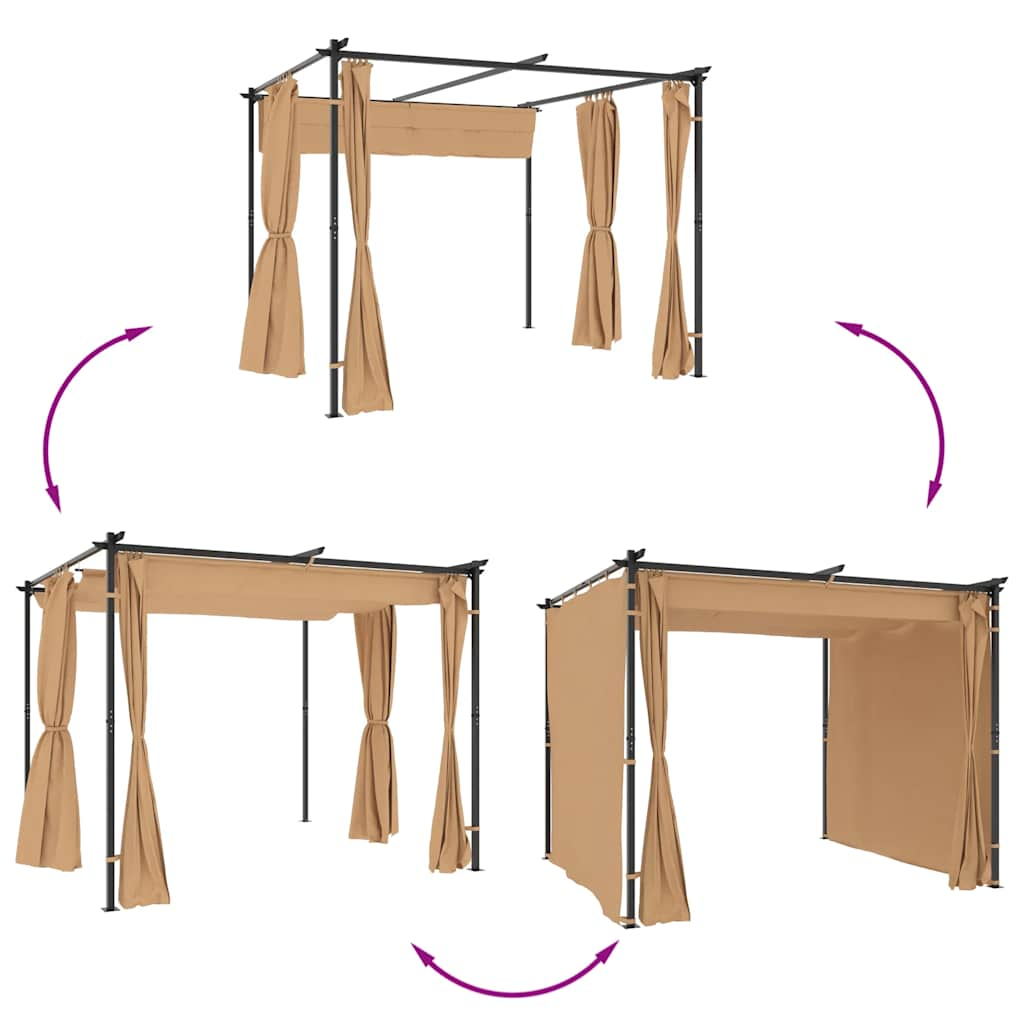 Tonnelle avec rideaux 3x3 m Taupe Acier