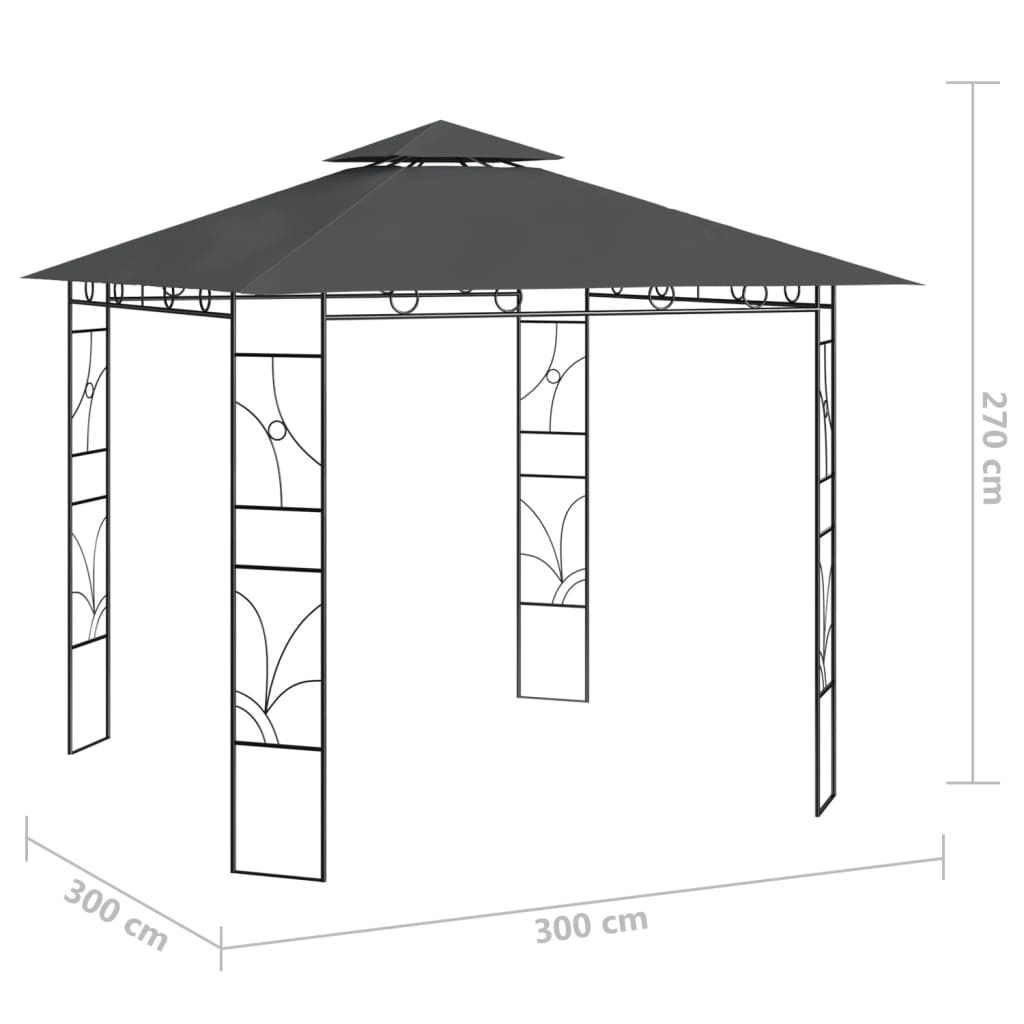 Belvédère 3x3x2,7 m Anthracite 160 g/m²