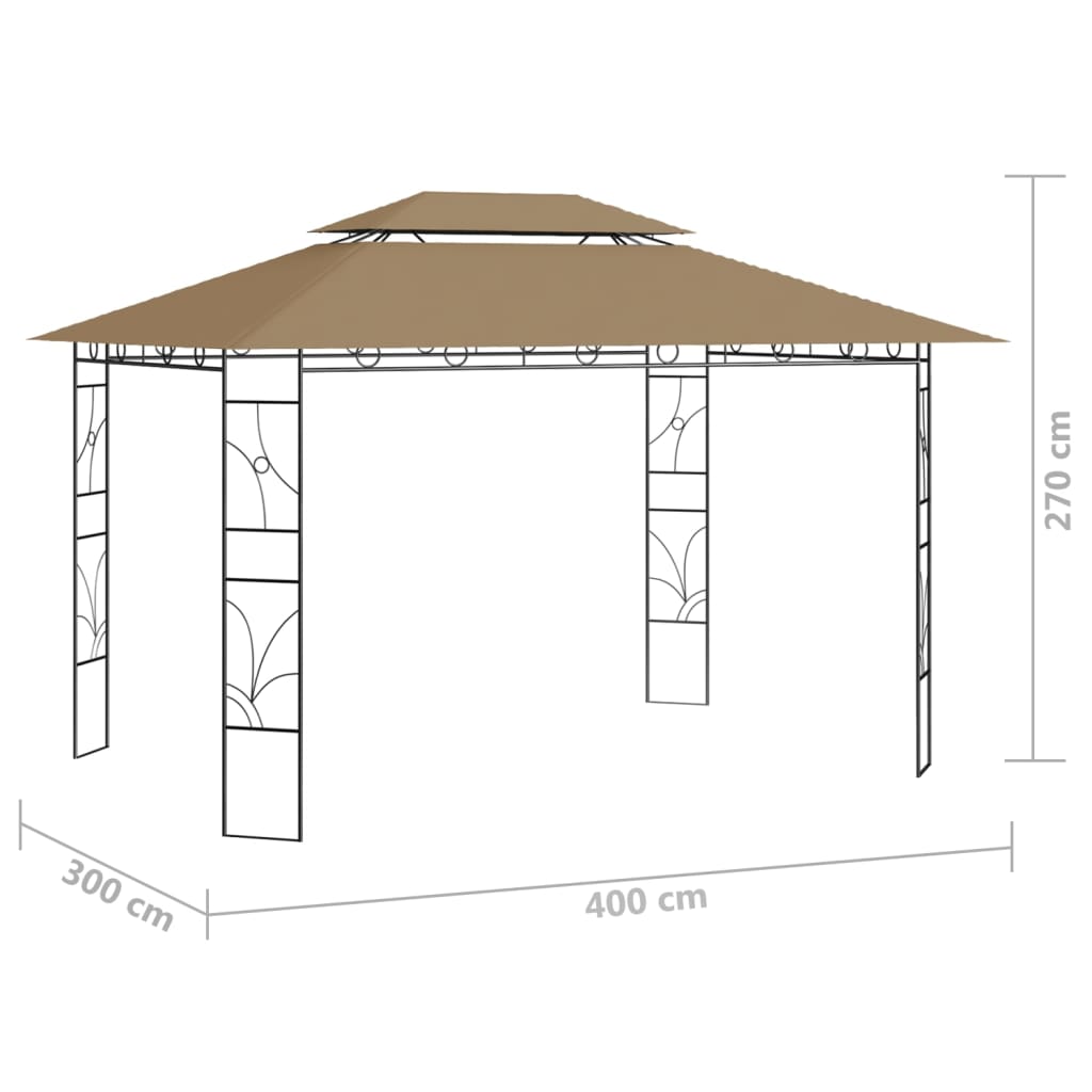 Belvédère 4x3x2,7 m Taupe 160 g/m²