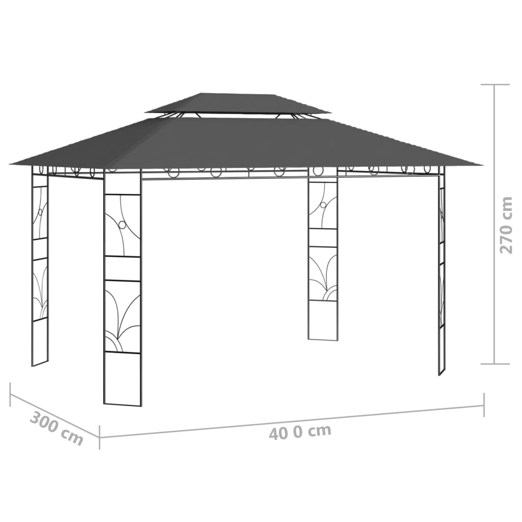 Belvédère 4x3x2,7 m Anthracite 160 g/m²