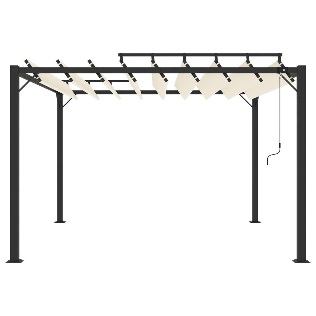 Tonnelle avec toit à persienne 3x3 m Crème Tissu et aluminium