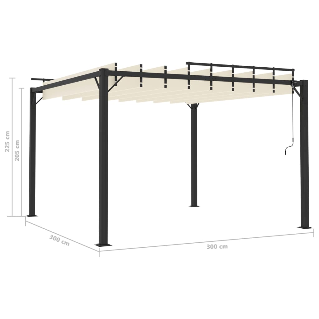 Tonnelle avec toit à persienne 3x3 m Crème Tissu et aluminium