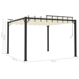 Tonnelle avec toit à persienne 3x3 m Crème Tissu et aluminium