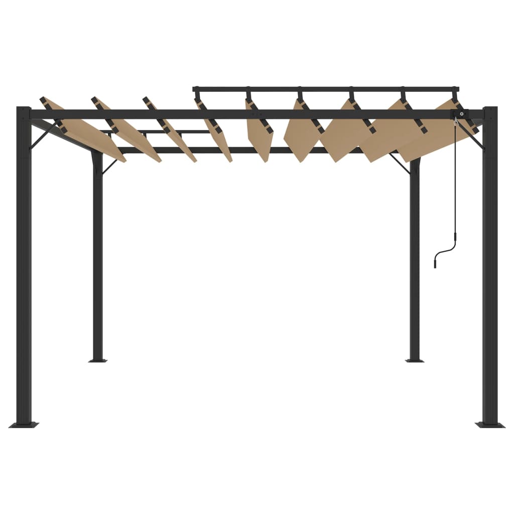 Tonnelle avec toit à persienne 3x3 m Taupe Tissu et aluminium