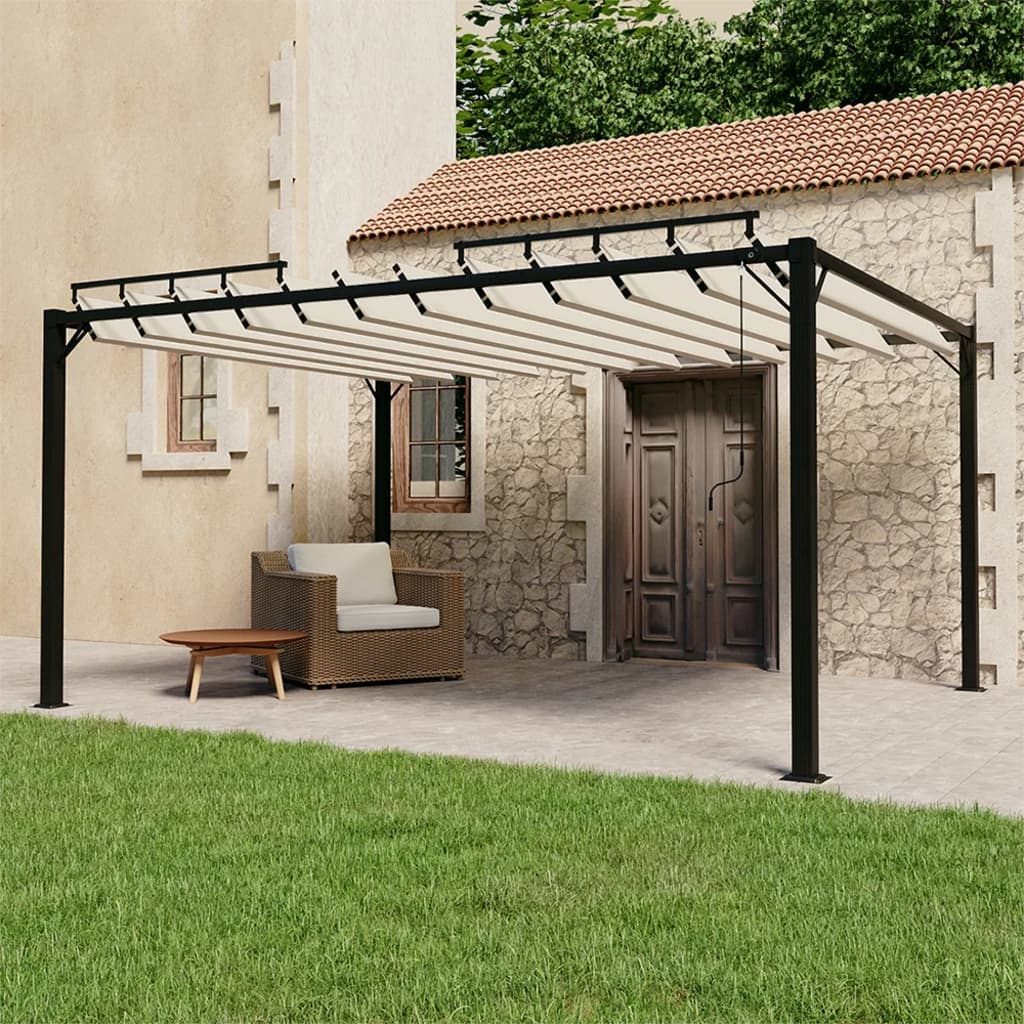 Tonnelle avec toit à persienne 3x4 m Crème Tissu et aluminium