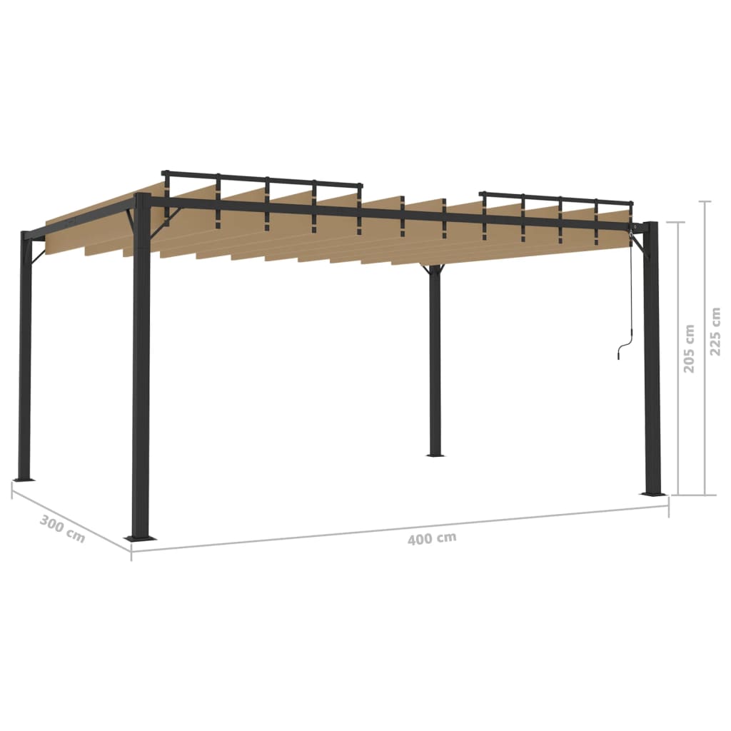 Tonnelle avec toit à persienne 3x4 m Taupe Tissu et aluminium