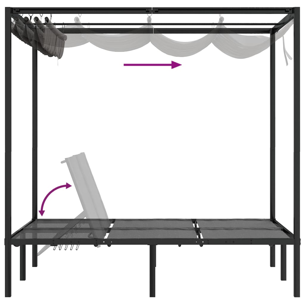 Chaise longue double avec rideaux latéraux et supérieurs