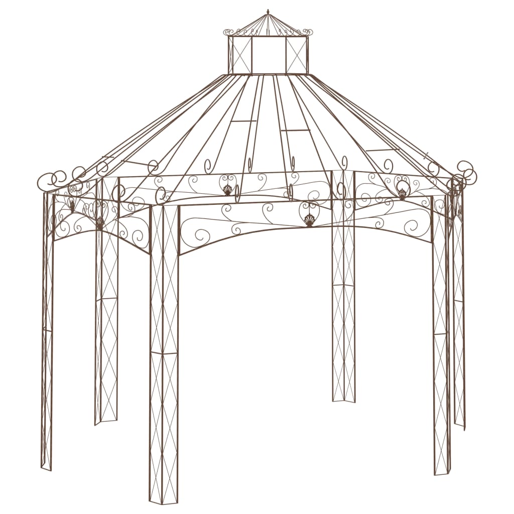 Pavillon de jardin Marron antique 400x258x378 cm Fer