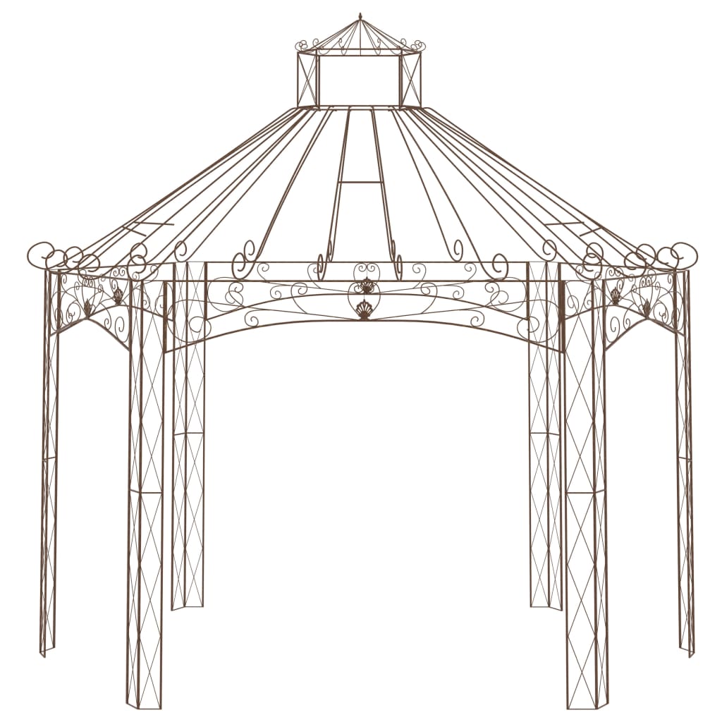 Pavillon de jardin Marron antique 400x258x378 cm Fer